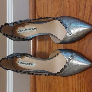 Authentic Karl Lagerfeld silver heels SIZE 10